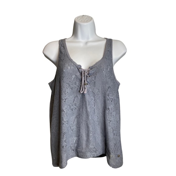 Abercrombie & Fitch Tops - Abercrombie & Fitch Women's Y2K Knit‎ Tank Top Crochet Lace Up Size S Coquette
